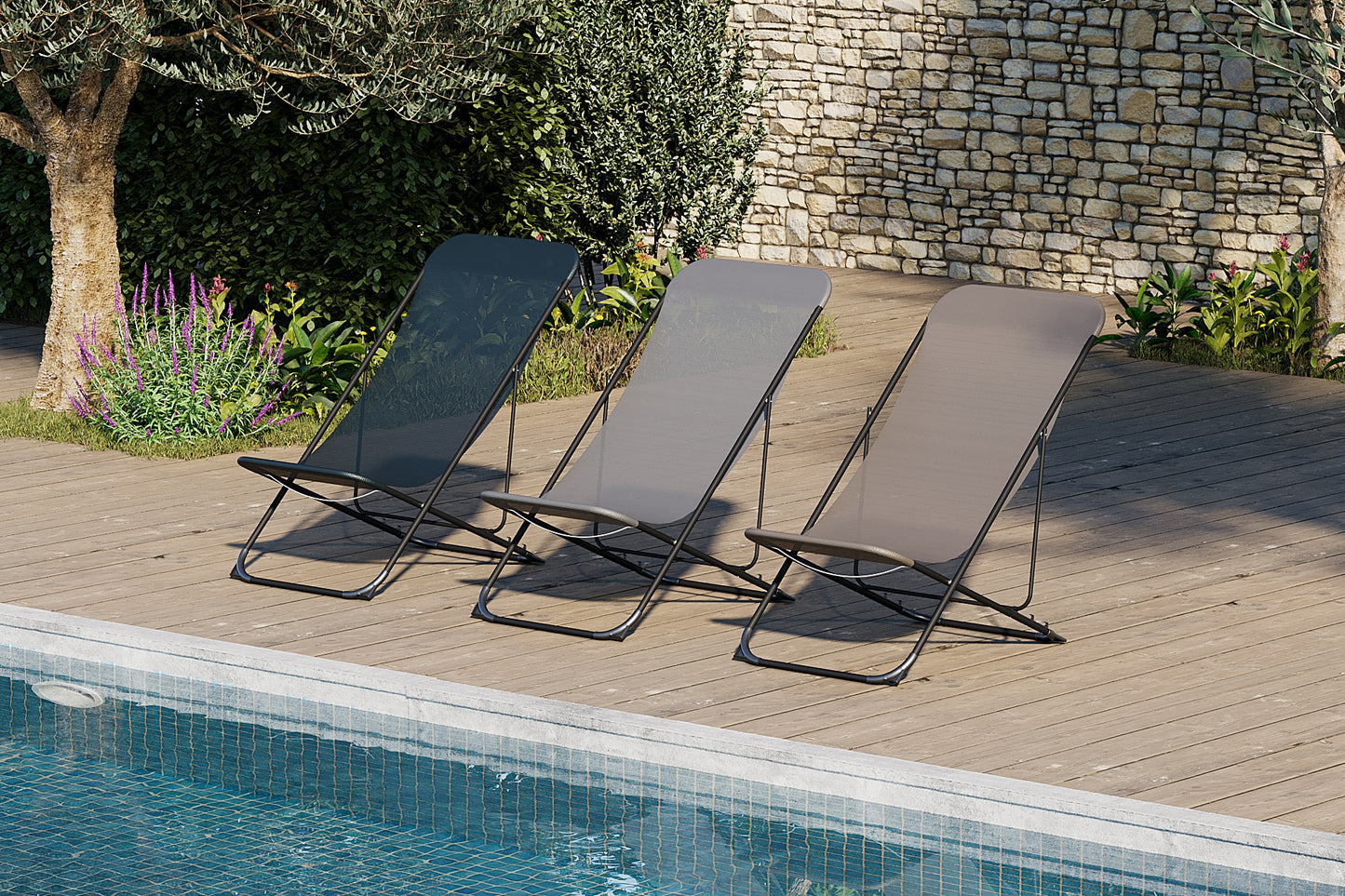 Lote De 2 Sillas De Jardín Plegables De Acero Texaline Azul - Mobiliario De Jardín - Chill Out - 98x56xh75cm_5