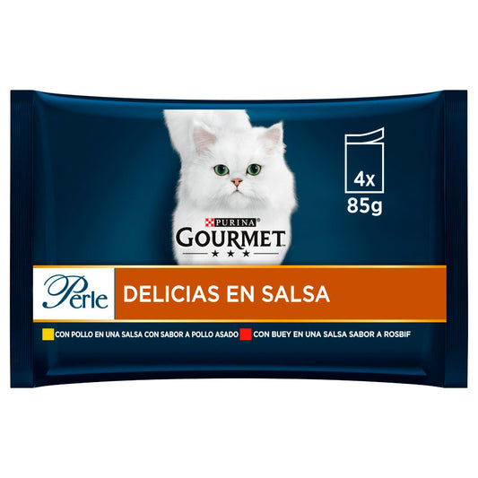 Delícias GOURMET PERLE em Molho de Frango e Carne (4 x 85 g)