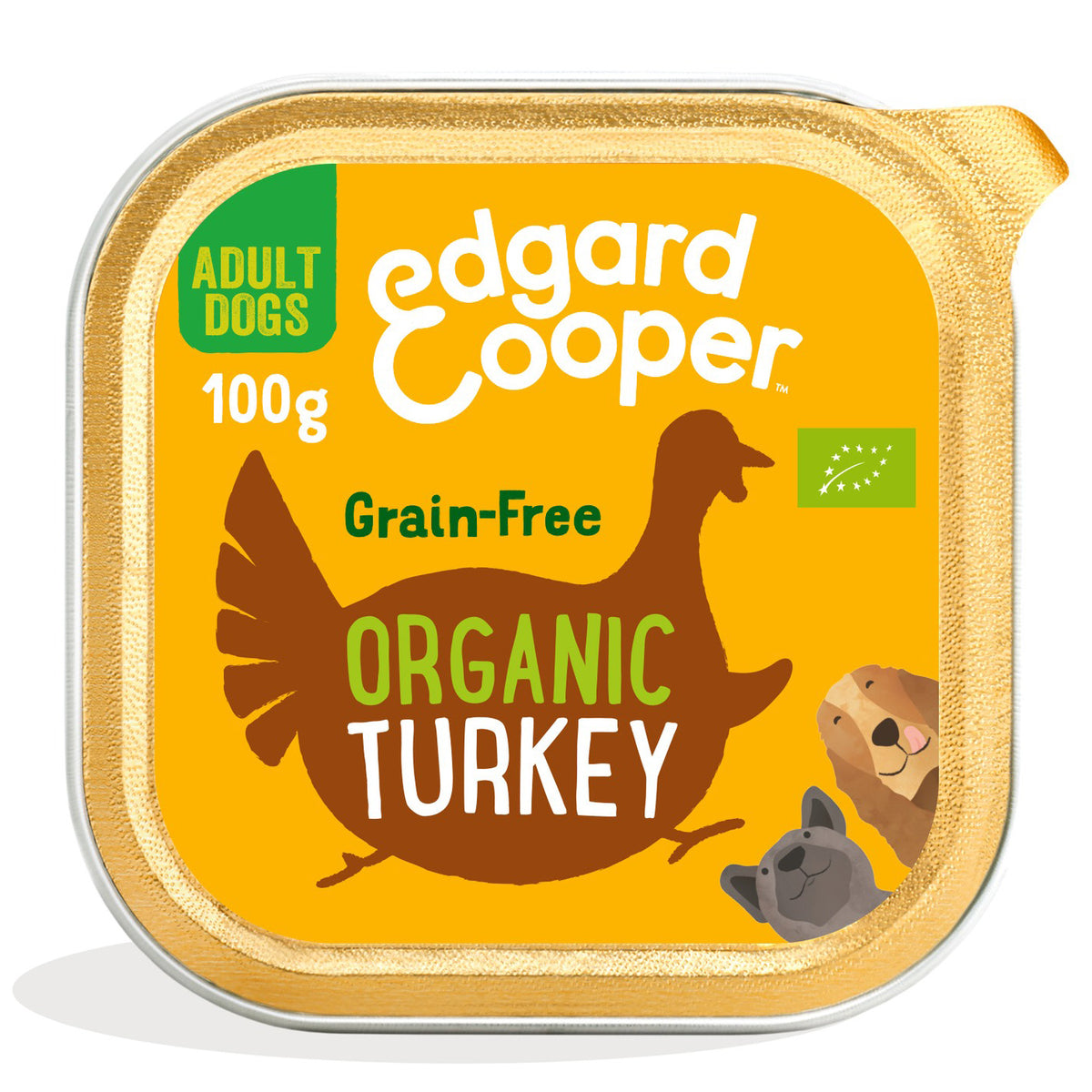 Tarrina de comida para perros con pavo orgánico sin cereales | Edgard & Cooper 100 g