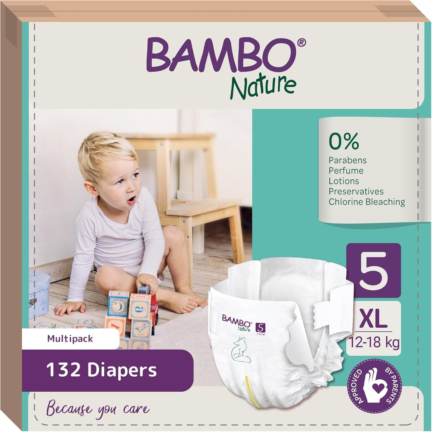 Embalagem de 6 fraldas Bambo Nature T5 (12-18 kg) 22 unidades