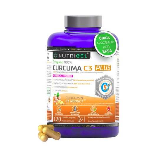 Cúrcuma C3 Plus con C3 Reduct® + Boswellia, Jengibre y Pimienta Nutricel 120 cápsulas