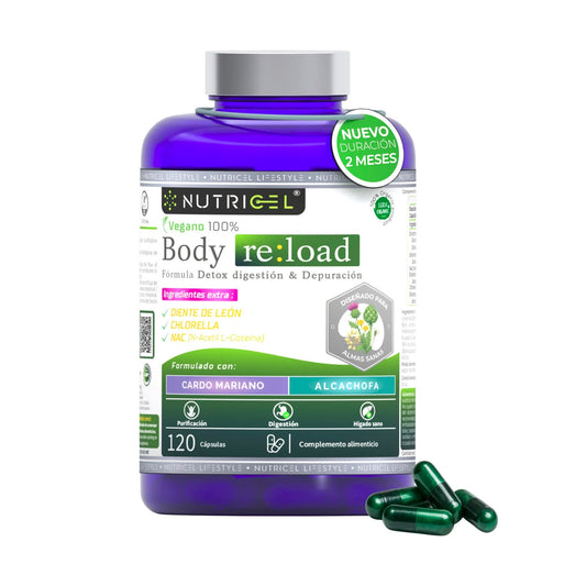 Body Reload Cardo Mariano 80% Silimarina + NAC + Alcachofa Nutricel 120 cápsulas