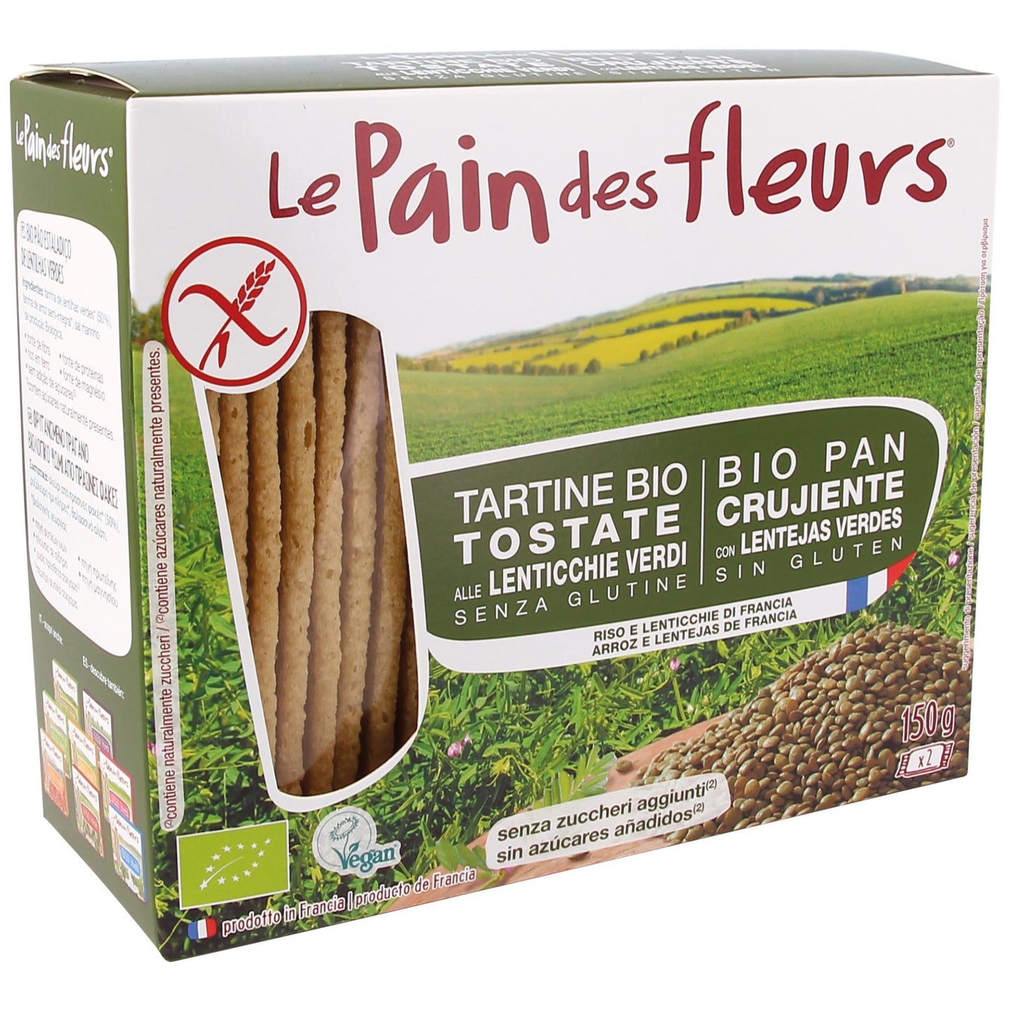 Bolachas de trigo sarraceno biológico sem glúten, torradas crocantes, Le Pain de Fleurs, 150 g