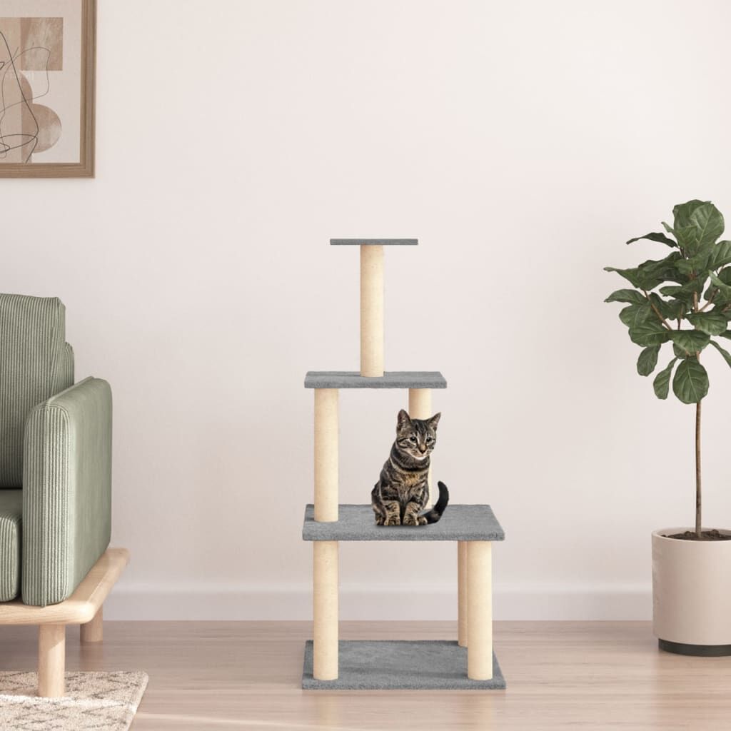 Vidaxl Rascador Para Gatos Con Postes De Sisal Gris Claro 111 Cm_1
