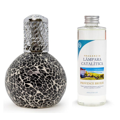 Lámpara Catalítica Mosaico Negro + Fragancia Provence Breeze 500ml - Elimina Malos Olores, Impurezas Y Perfuma_0