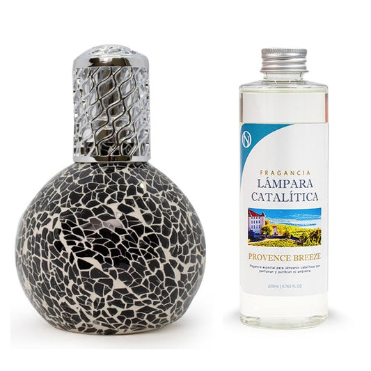 Lámpara Catalítica Mosaico Negro + Fragancia Provence Breeze 500ml - Elimina Malos Olores, Impurezas Y Perfuma_0