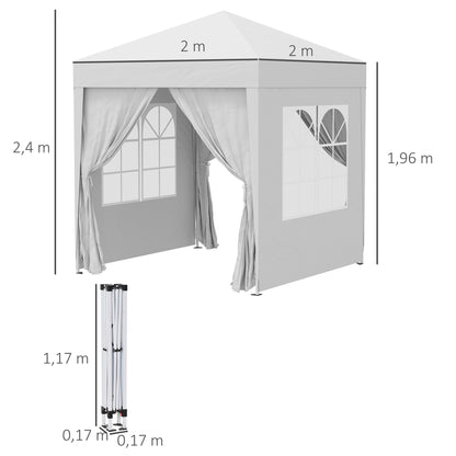 Outsunny Carpa Plegable 2x2m Exterior Con 4 Paredes Y Bolsa De Transporte Blanco_2