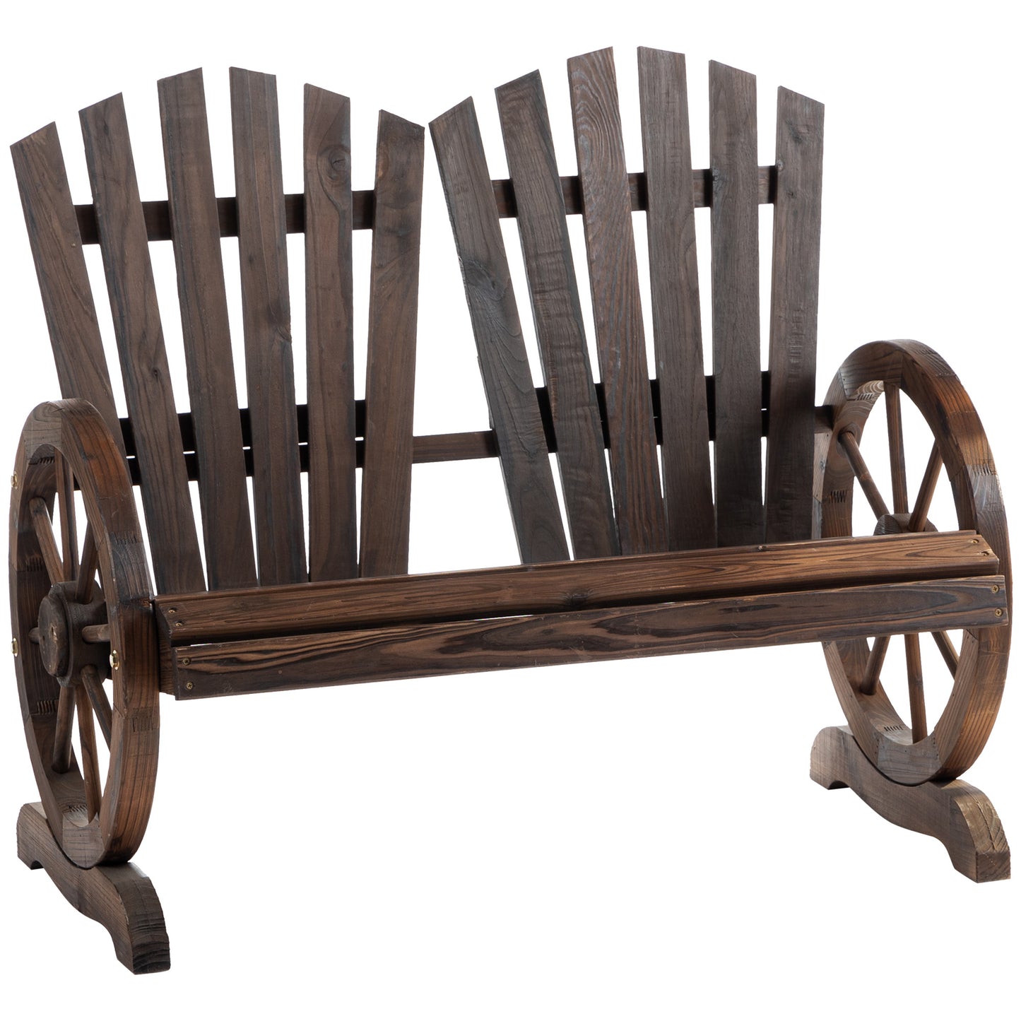 Outsunny Banco De Madera Con Apoyabrazos En Forma De Rueda 108x66x95 Cm Marrón_0