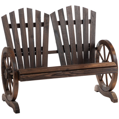 Outsunny Banco De Madera Con Apoyabrazos En Forma De Rueda 108x66x95 Cm Marrón_0