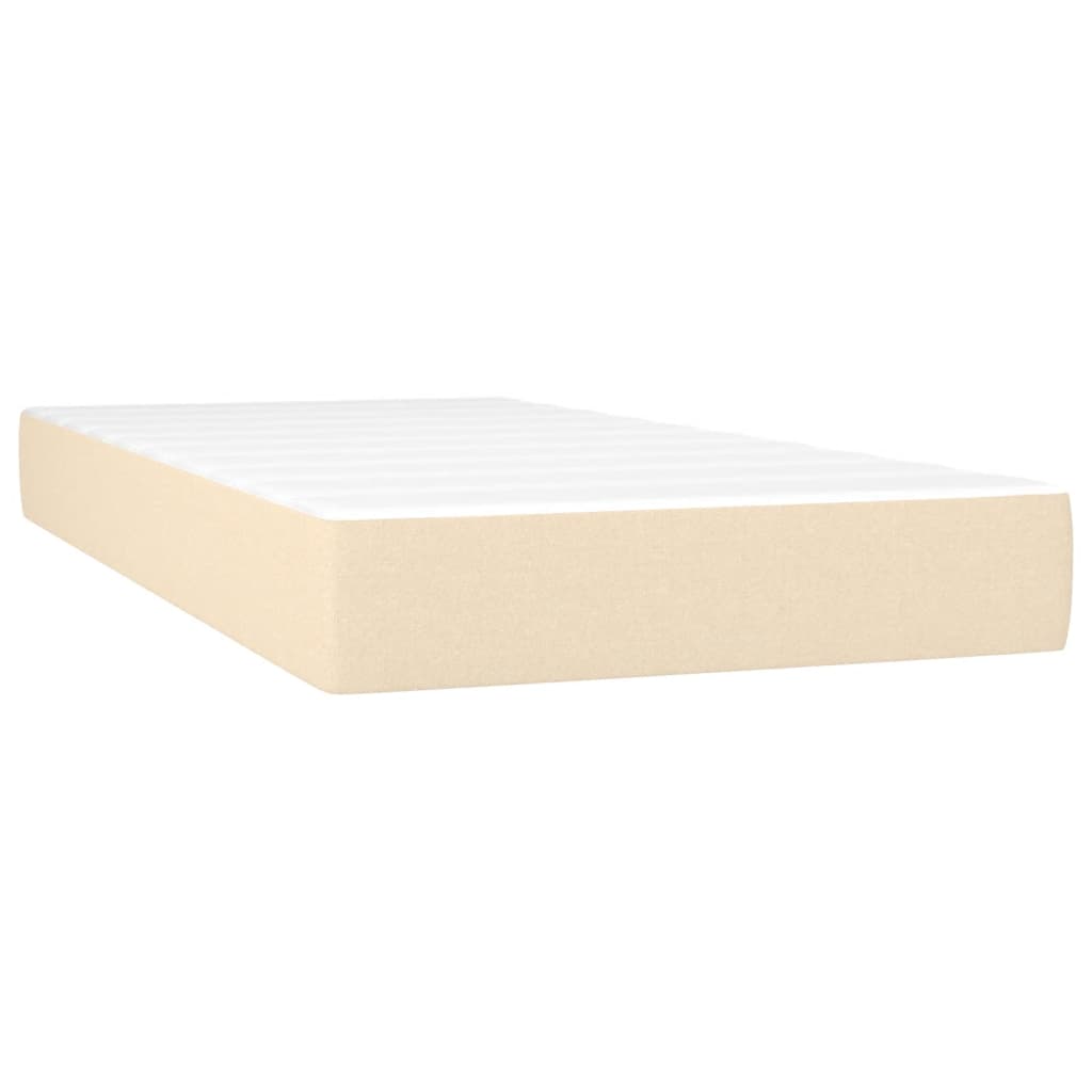Cama Box Spring Colchón Y Luces Led Tela Crema 90x200 Cm / Vetonek_2