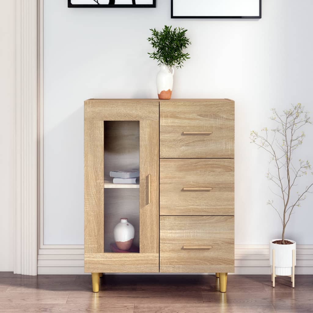 Aparador De Madera De Ingeniería Roble Sonoma 69,5x34x90 Cm / Vetonek_3