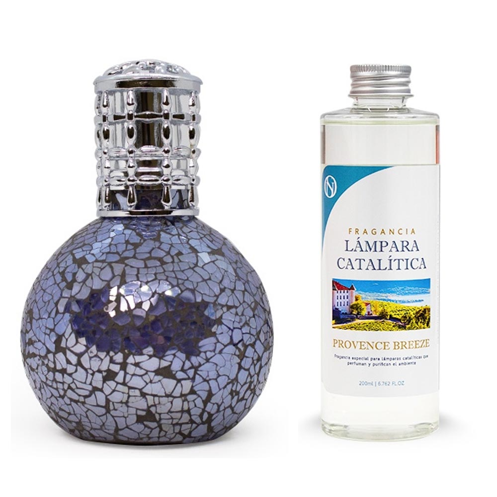 Lámpara Catalítica Mosaico Azul Océano + Aroma Provence Breeze 500 Ml - Elimina Malos Olores, Impurezas Y Perfuma_0