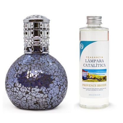 Lámpara Catalítica Mosaico Azul Océano + Aroma Provence Breeze 500 Ml - Elimina Malos Olores, Impurezas Y Perfuma_0