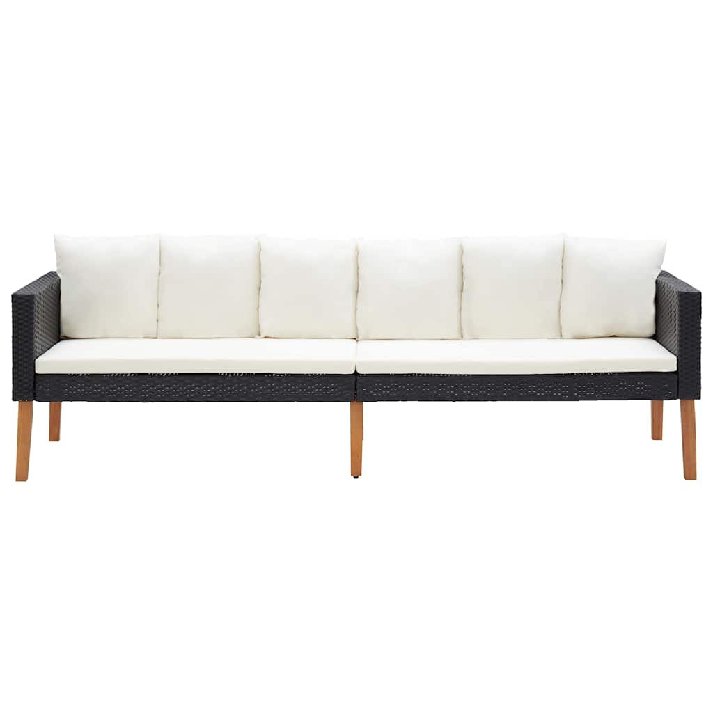 Vidaxl Sofá De Jardín 3 Plazas Con Cojines Ratán Sintético Negro_4