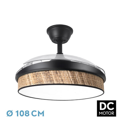 Ventilador Dc Moda 72w Negro/caã±izo Oscuro 108d 3aspas 7200lm 3000k,4000k,6000k Remoto+memoria+temporizador_0