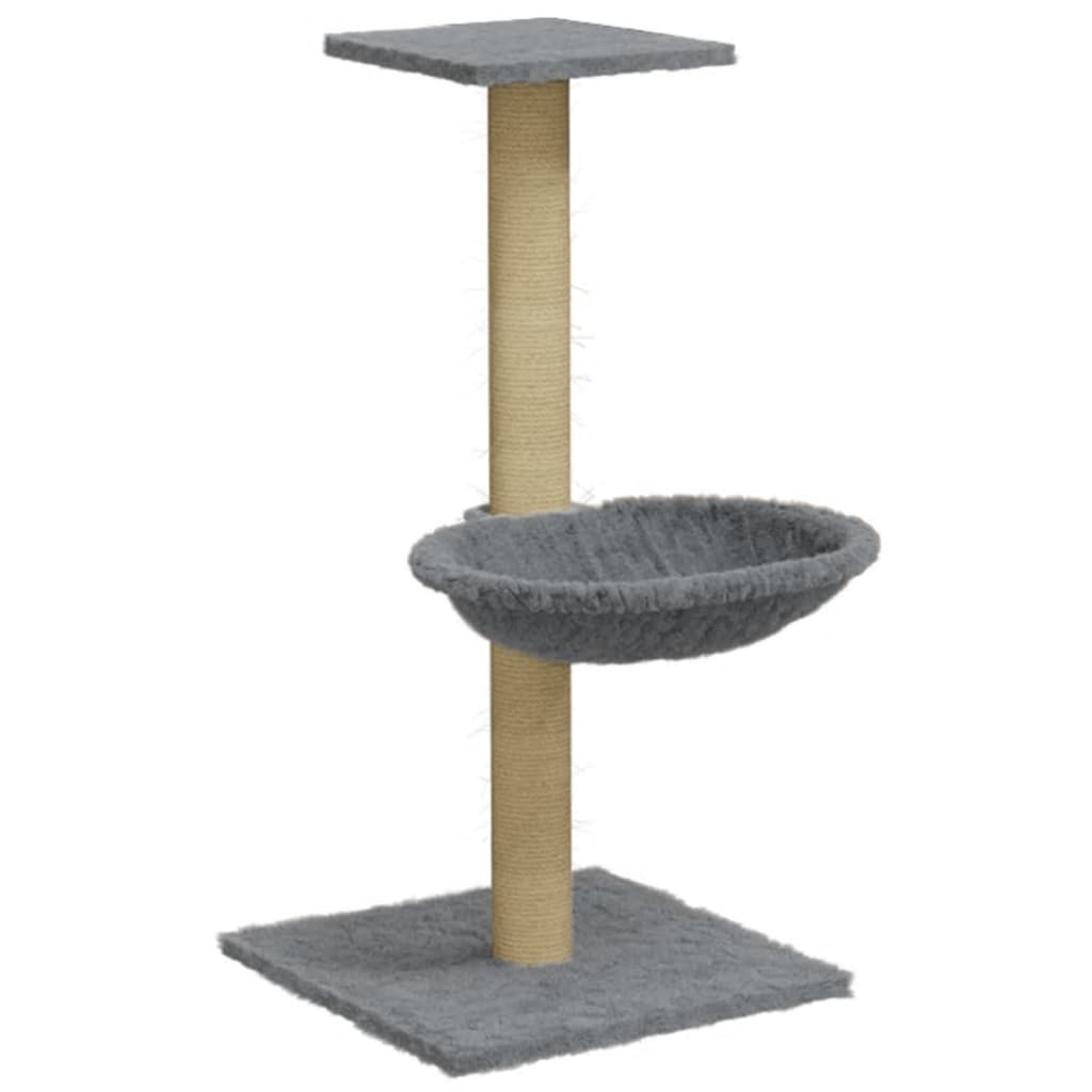 Rascador Para Gatos Con Poste De Sisal Gris Claro 74 Cm_0