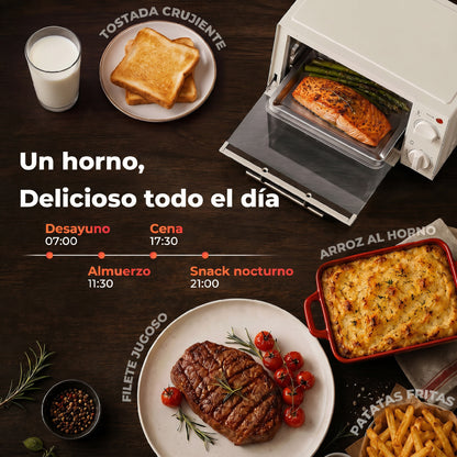 Homcom Mini Horno Eléctrico 9l 50w Con Temperatura Ajustable Temporizador Crema_5