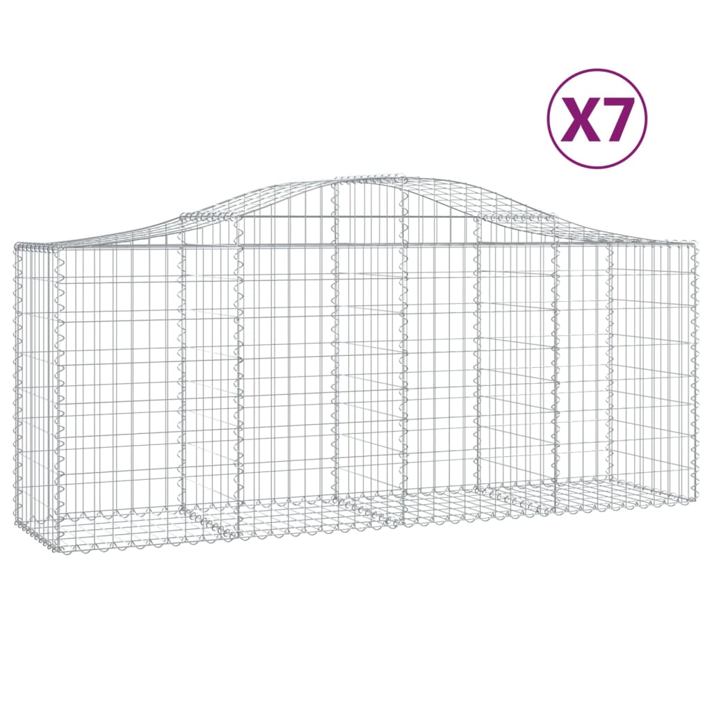 Cestas De Gaviones 7 Uds Forma De Arco Hierro 200x50x80/100 Cm_0