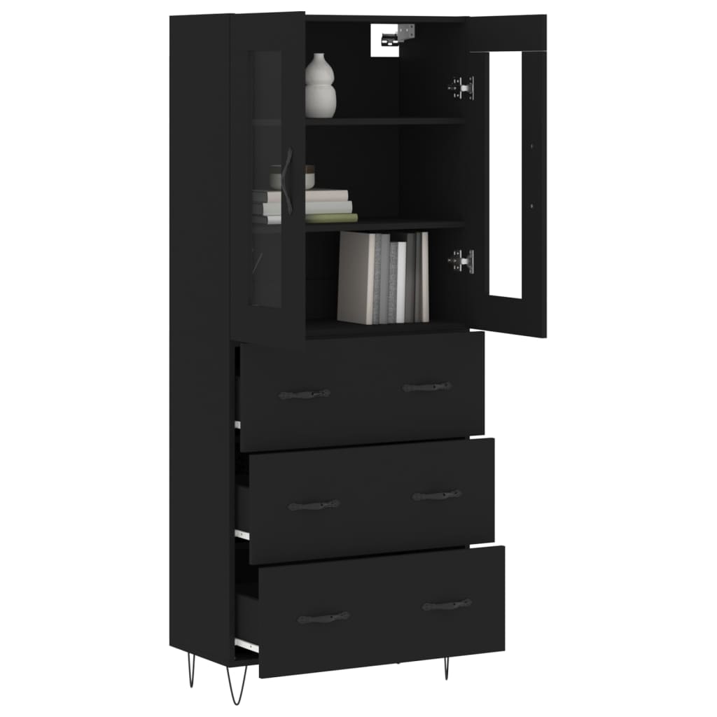 Aparador Alto Madera Contrachapada Negro 69,5x34x180 Cm_2
