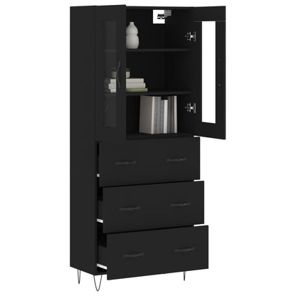 Aparador Alto Madera Contrachapada Negro 69,5x34x180 Cm_2