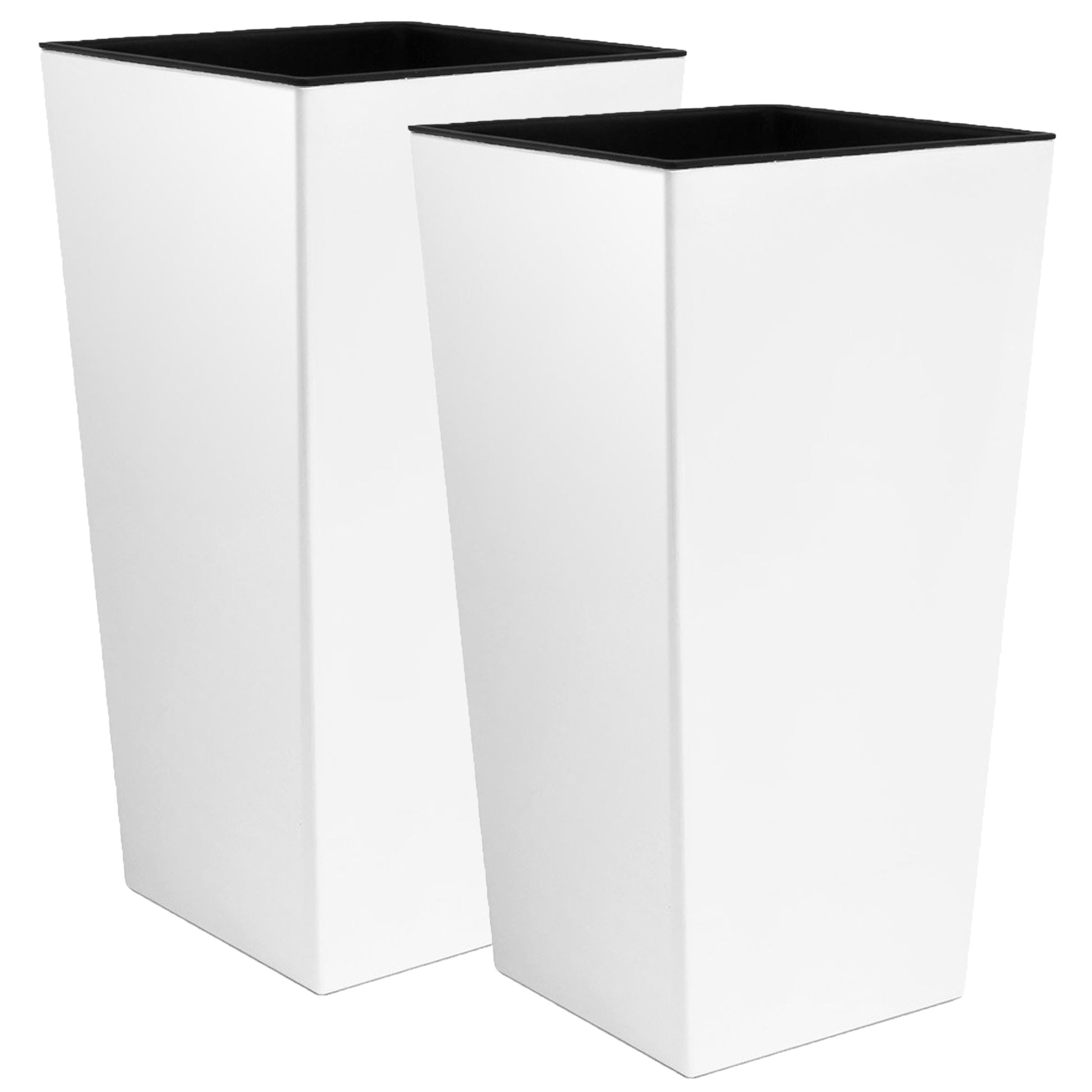 2 Unidades De Macetero Zanvic Urbi 26,6 Litros De Plástico Fower Pot Con Interior Liner 27 X 27 X 50 Cm Blanco_0