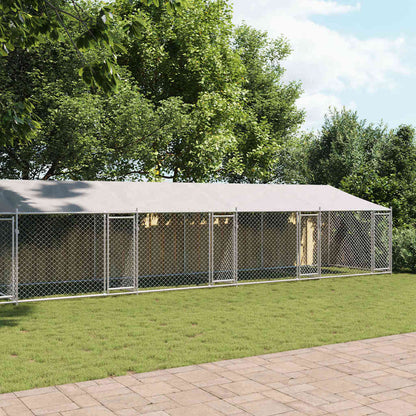 Jaula De Perros Techo Y Puertas Acero Galvanizado Gris 12x2x2 M_2