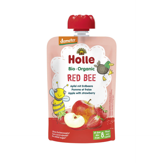 RED BEE - Maçã e Morango (a partir dos 8 meses) Eco/Dem Holle 100g