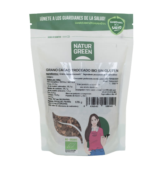 Grãos de cacau picados Naturgreen (Nibs), 200 g