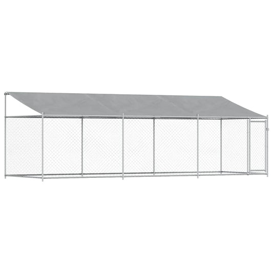 Jaula De Perros Techo Y Puerta Acero Galvanizado Gris 6x2x2 M_0