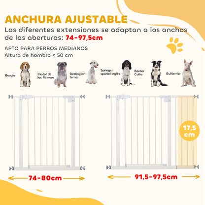 Pawhut Barrera De Seguridad Con Longitud Ajustable 74-97,5x76,2 Cm Blanco_3