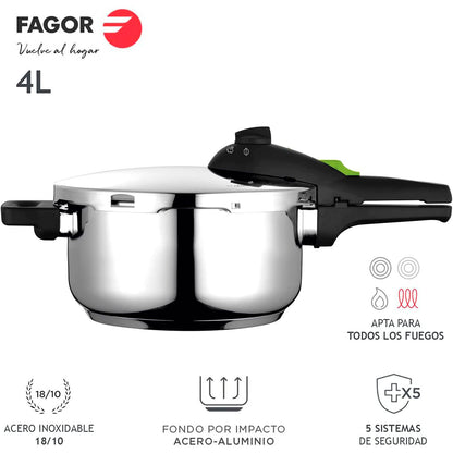 Olla A Presión 4 Litros, Inducción, Express Super Rápida, Acero Inoxidable 18/10, Todas Cocinas Fagor Rapid Xpress 4 Plata, 81opfgrap40_1
