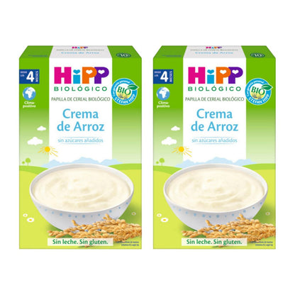Embalagem x 2 Papas de Arroz Cremosas Biológicas Sem Glúten +4 meses HiPP 200 g