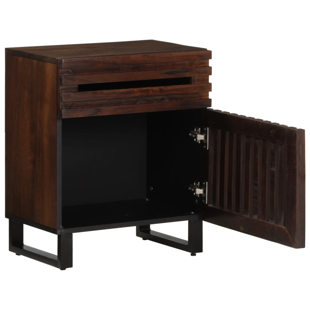 Mesita De Noche Madera Maciza Mango Marrón 50x34x60 Cm_3