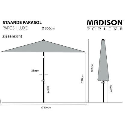 Madison Sombrilla Paros Ii Luxe Gris Claro 300 Cm_2