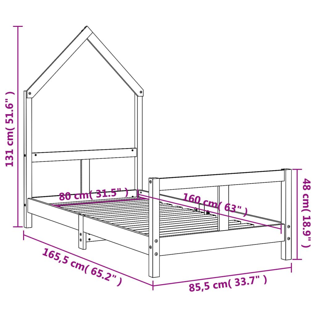 Vidaxl Estructura De Cama Para Niños Madera Maciza De Pino 80x160 Cm_2