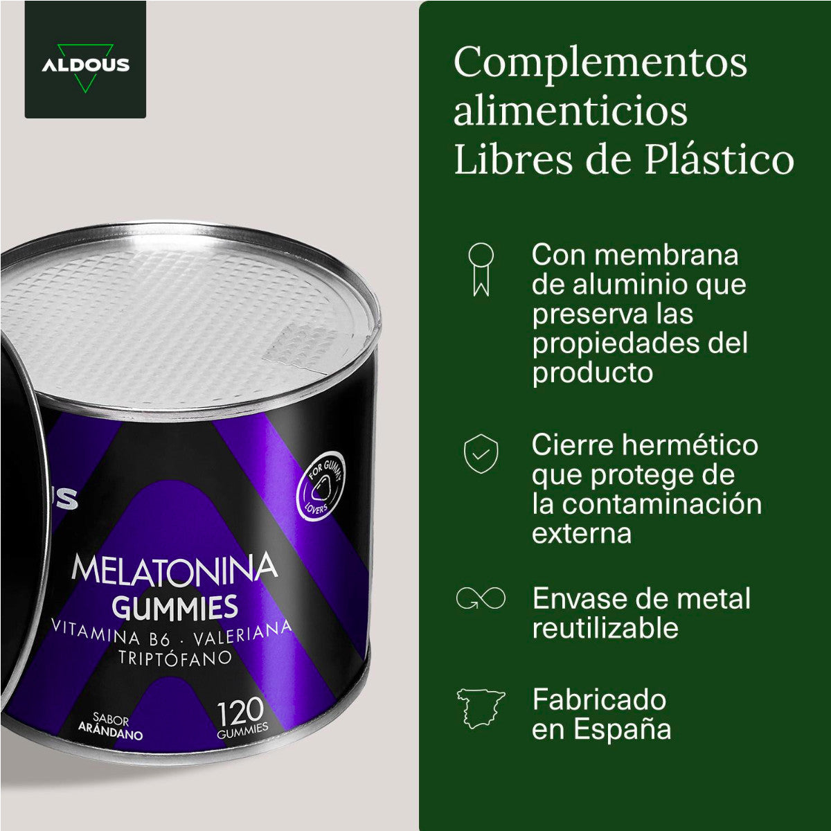 Melatonina em Aldous Gummies 120 gomas