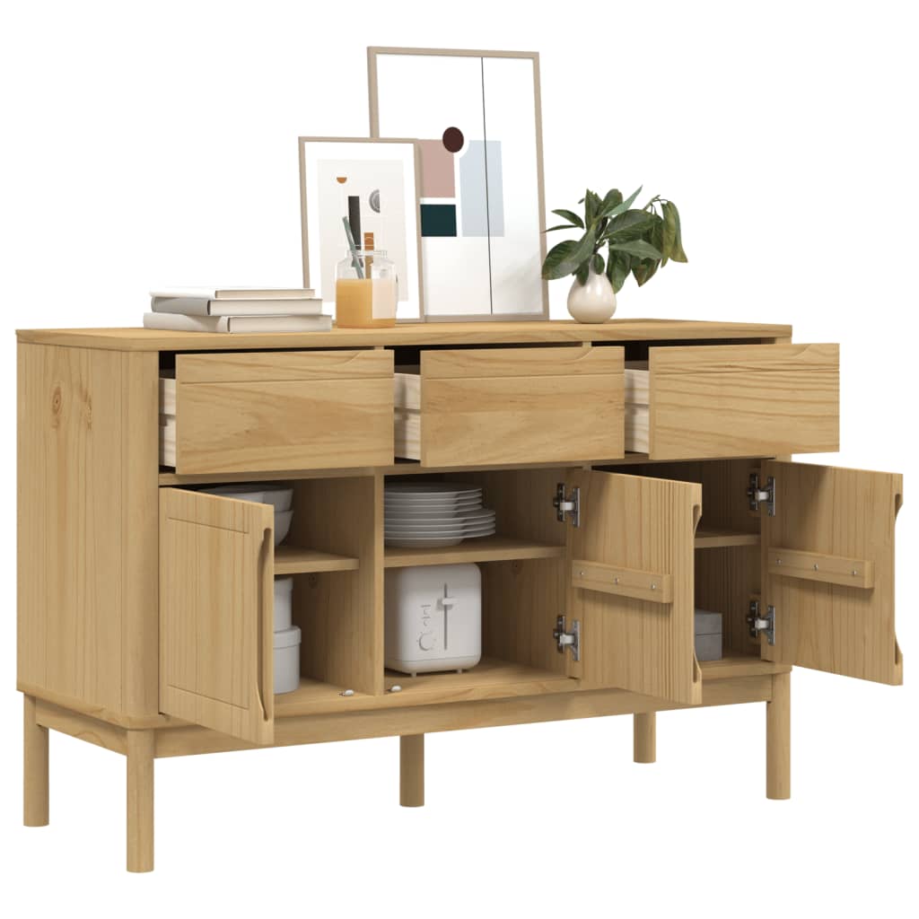 Aparador Floro Madera Maciza De Pino Marrón Cera 114x43x74 Cm / Vetonek_0