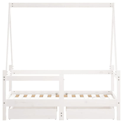 Vidaxl Estructura Cama Niños Con Cajones Madera Pino Blanco 70x140 Cm_5