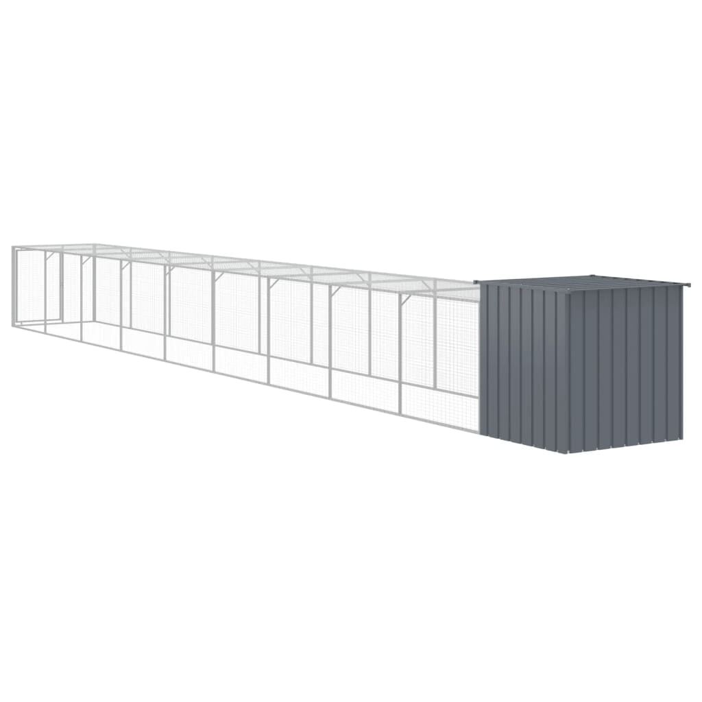 Vidaxl Gallinero Con Corral Acero Galvanizado Gris 110x1017x110 Cm_4