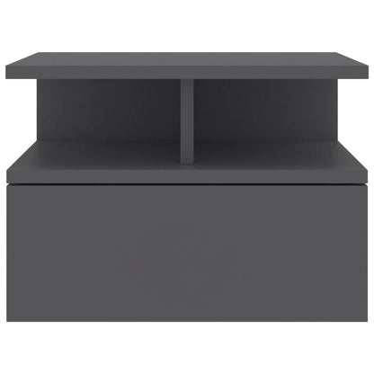 Mesita De Noche Flotante Madera De Ingeniería Gris 40x31x27 Cm_2