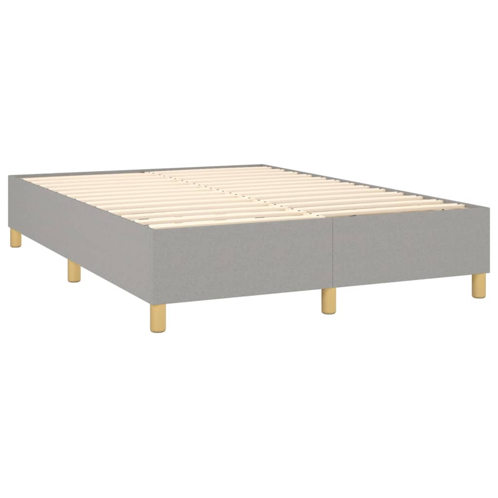 Cama Box Spring Colchón Y Luces Led Tela Gris Claro 140x200 Cm / Vetonek_3
