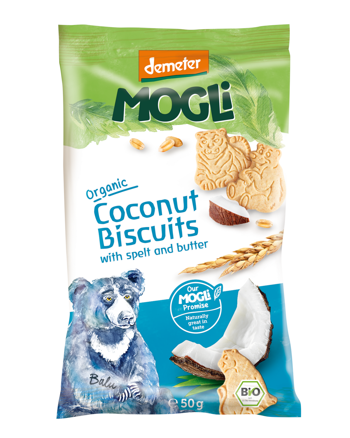 Mini Galletas Infantiles en forma de Oso con Coco Mogli 50 g