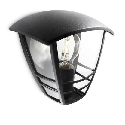 Aplique Exterior Pared Plano 1x60w Negro Mod. Creek Philips_3