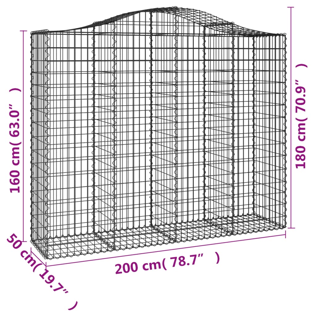 Cestas Gaviones 10 Uds Forma De Arco Hierro 200x50x160/180 Cm_5