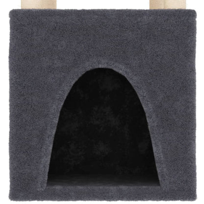 Vidaxl Rascador Para Gatos Con Postes De Sisal Gris Oscuro 147 Cm_5
