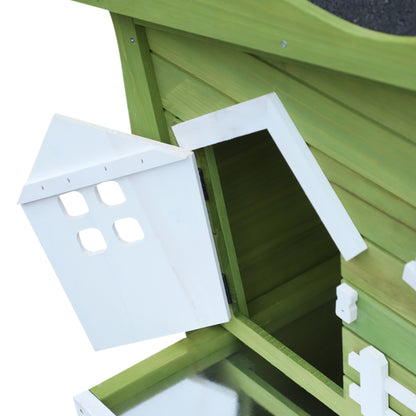 Pawhut Conejera De Madera Exterior Para Mascotas Pequeñas Bandeja Extraíble_3