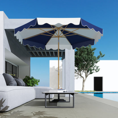Outsunny Sombrilla Terraza Exterior Ø267 Cm Con Ángulo Inclinable Azul Y Blanco_3