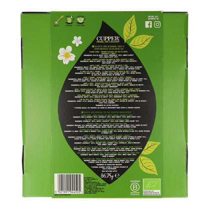 Pack de 45 infusões e saquetas de chá orgânico Cupper, 9 sabores 