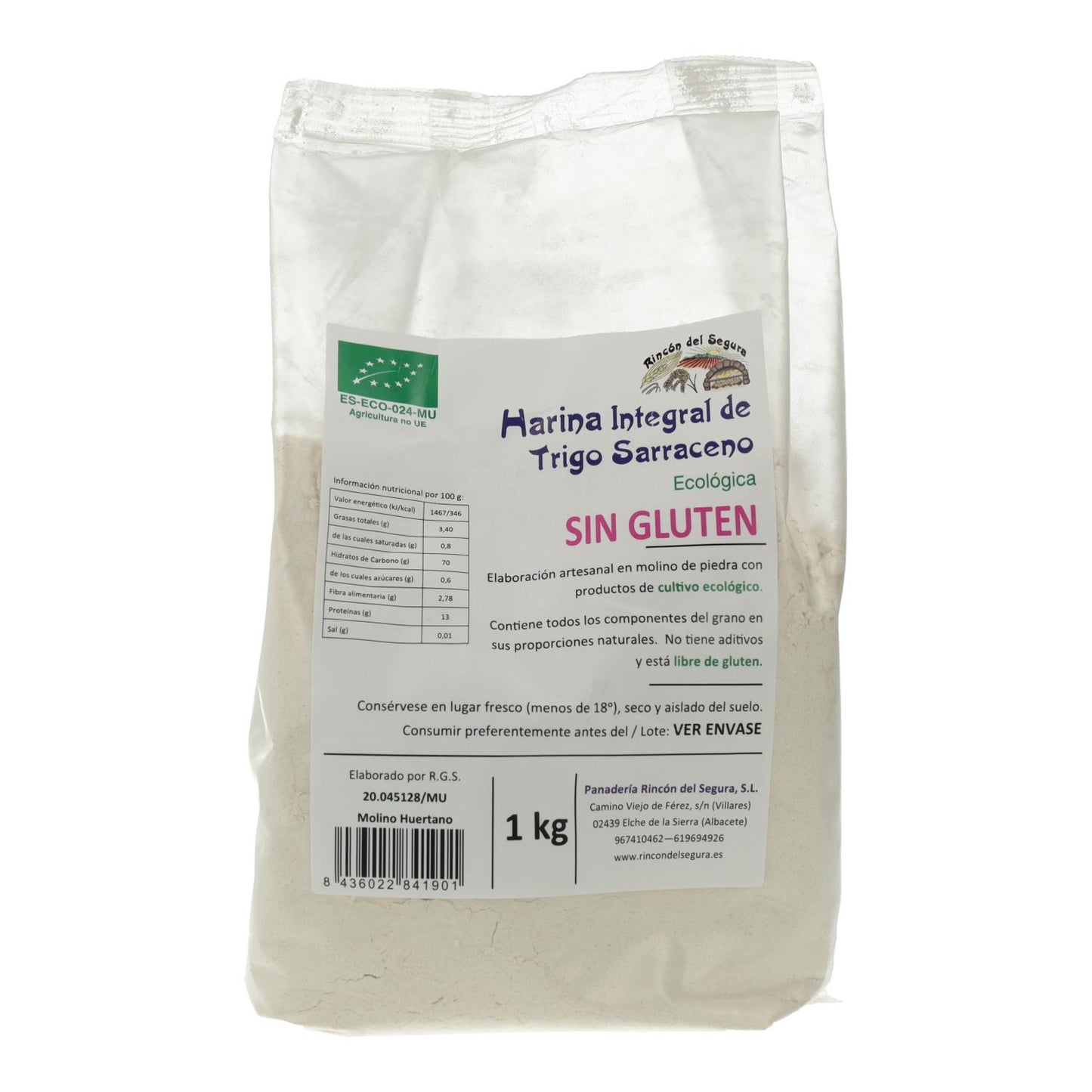 Farinha de trigo sarraceno integral sem glúten Rincón del Segura 1 kg
