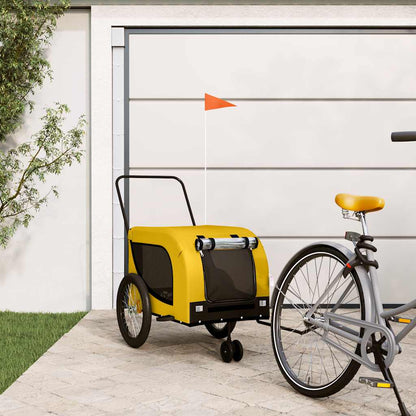 Remolque Bicicleta Mascotas Hierro Tela Oxford Amarillo Negro_1